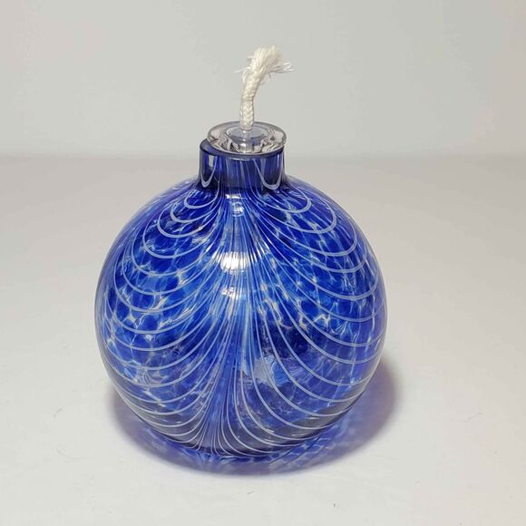 Glass Cobalt Blue Oil Lamp - Picture 2 of 5